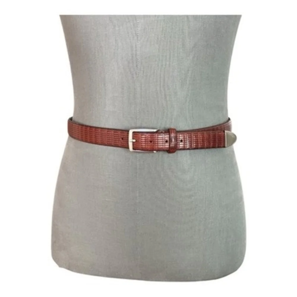 Peruzzi Florence Italy Cognac Brown Genuine Leather Basket Weave Belt 95/110 New